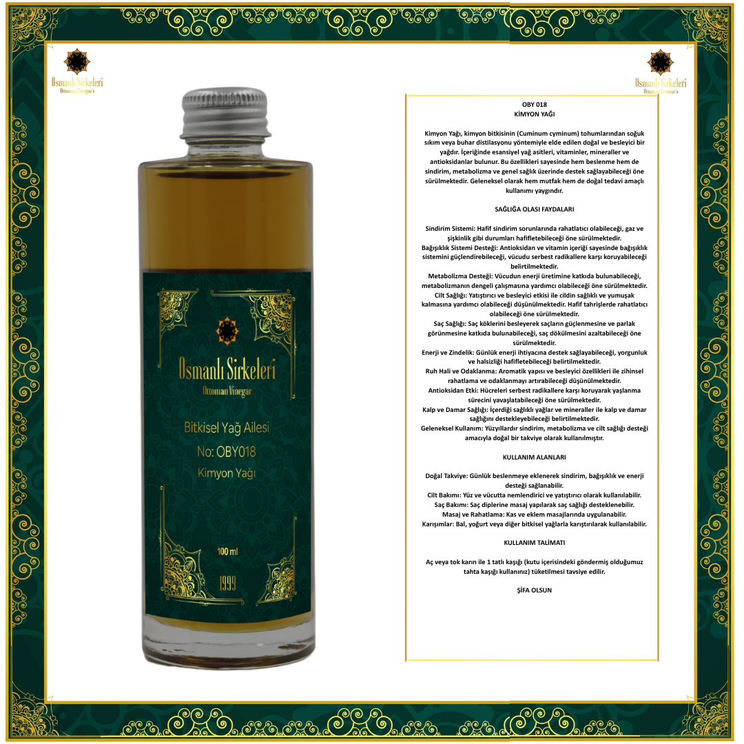 OBY 018 KİMYON YAĞI 100ML
