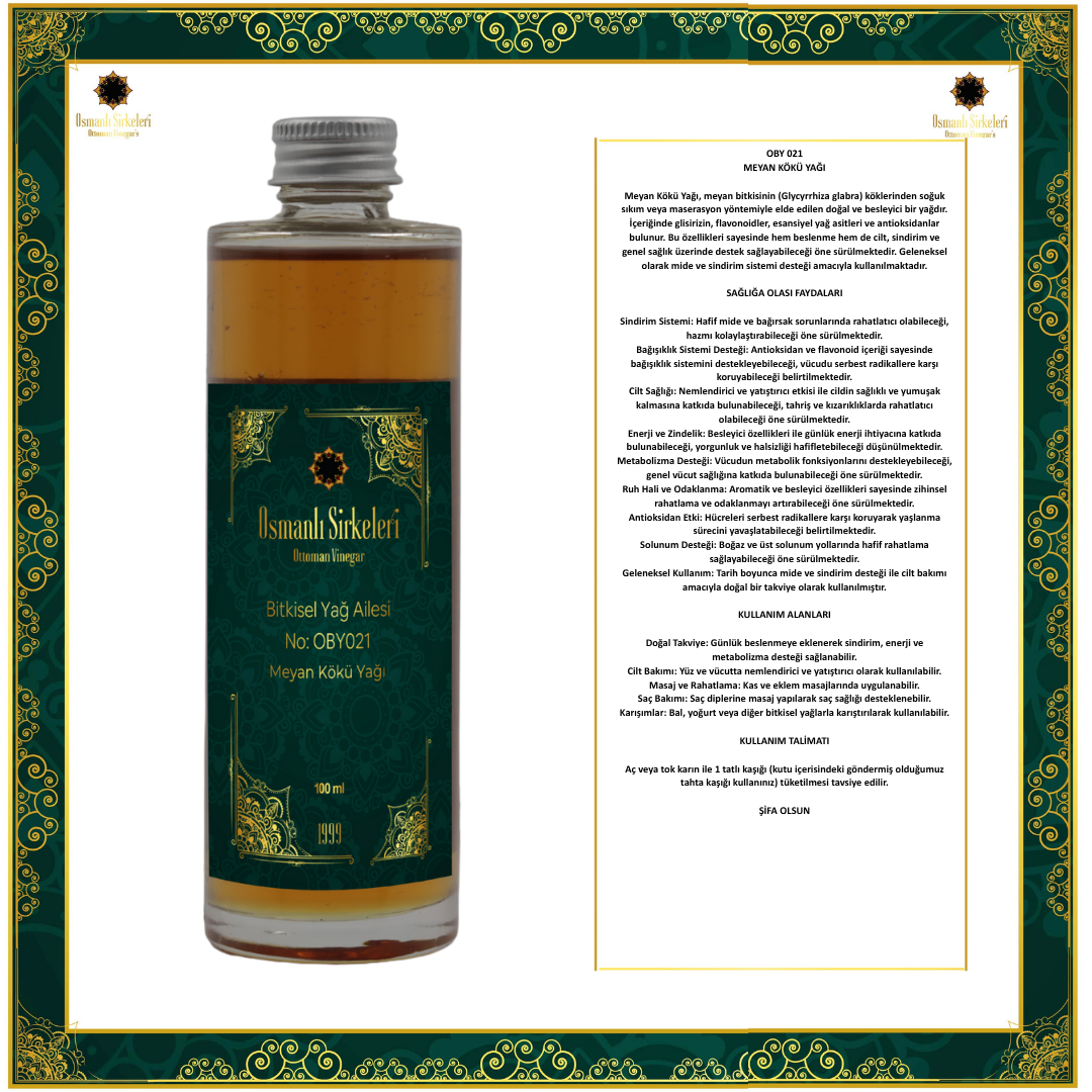 OBY 021 MEYAN KÖKÜ YAĞI 100ML