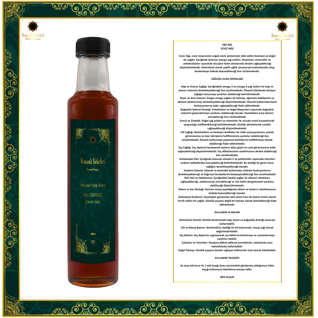 OBY 027  CEVİZ YAĞI 250ML
