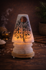 NTL057 KIRMIZI GÜL ÇİZİMLİ ABAJUR TUZ GECE LAMBASI 4 KG