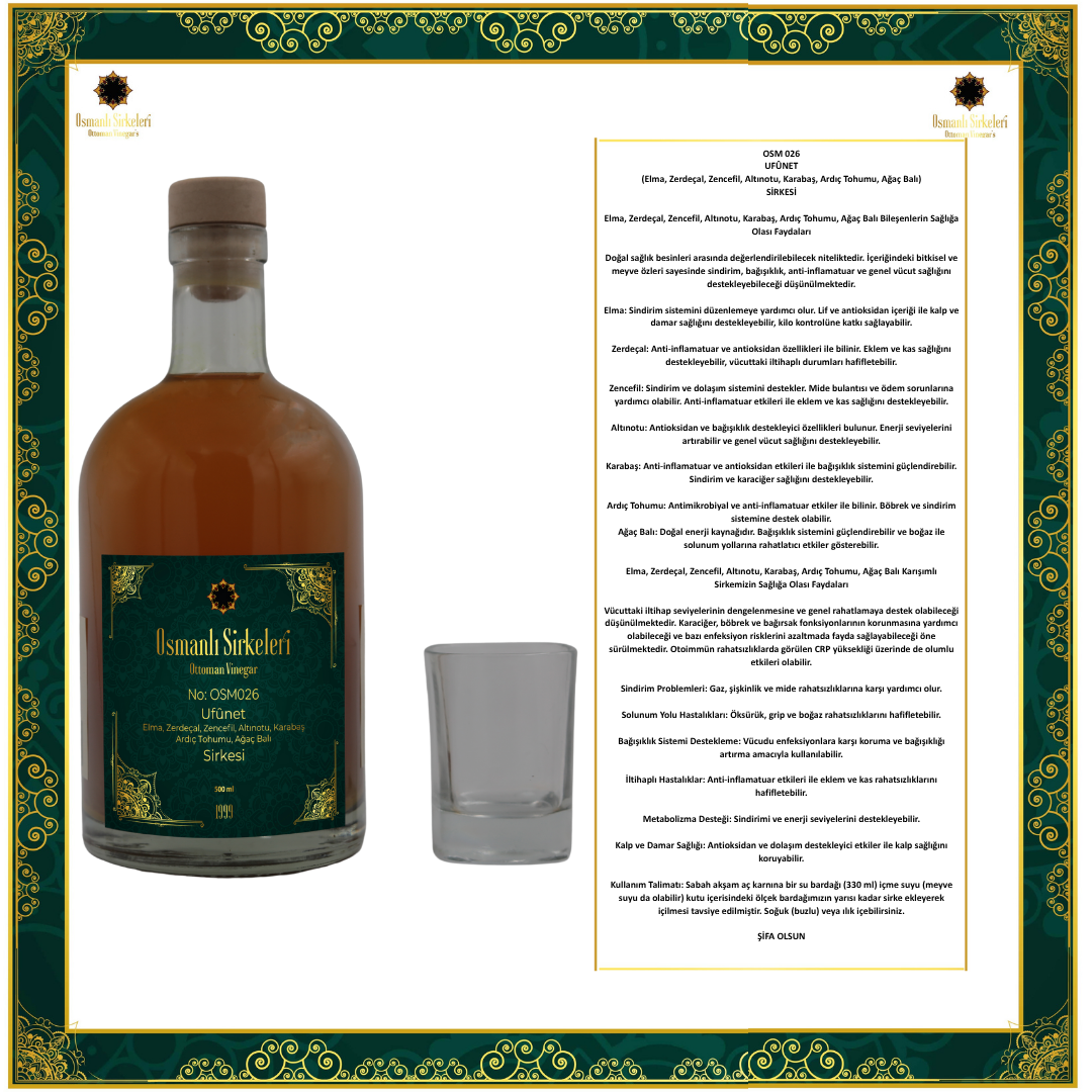 OSM 026  UFÛNET  (Elma, Zerdeçal, Zencefil, Altınotu, Karabaş, Ardıç Tohumu, Ağaç Balı)  SİRKESİ
