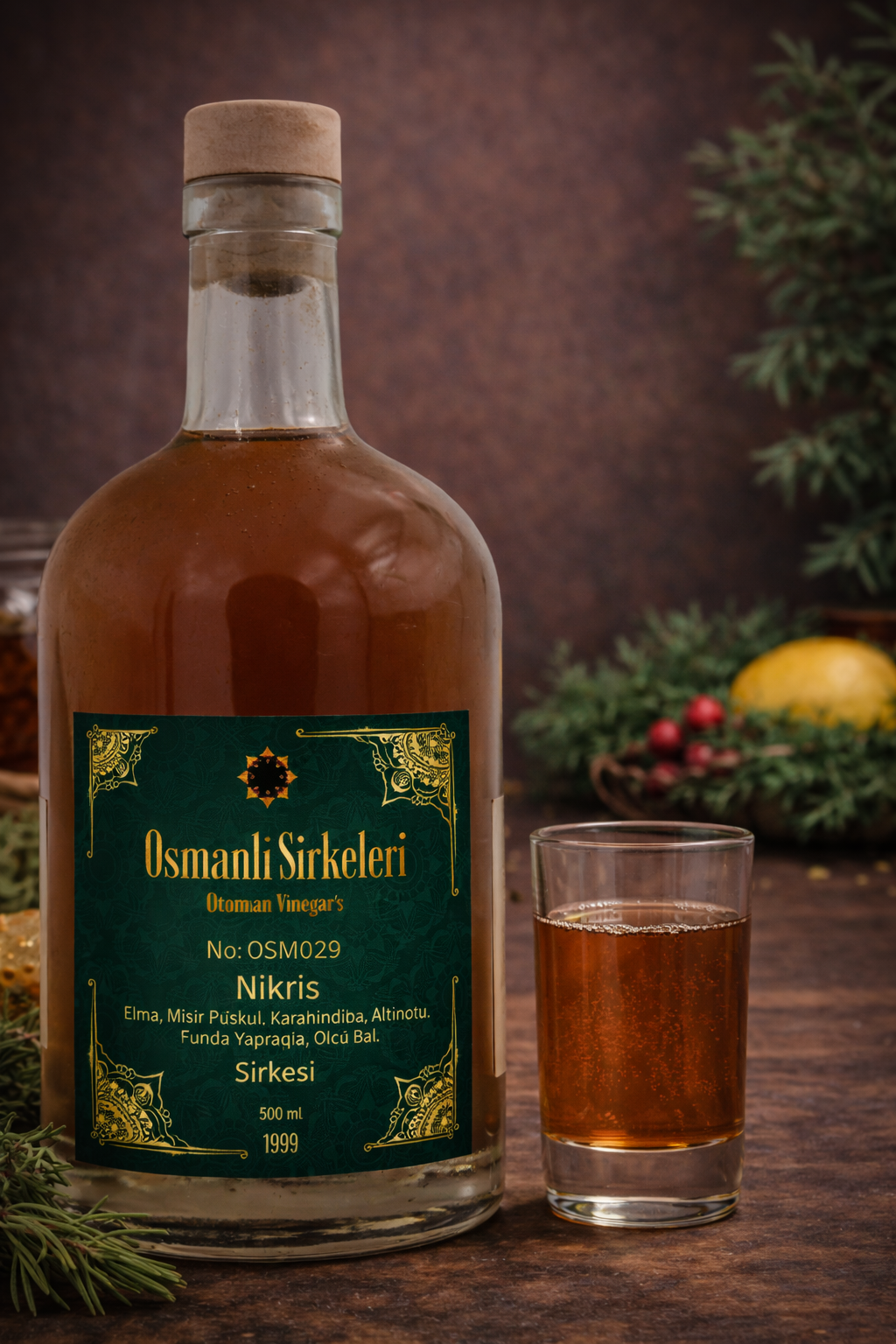OSM 029  NİKRİS  (Elma, Mısır Püskülü, Karahindiba, Altınotu, Funda Yaprağı, Oğul Balı)  SİRKESİ