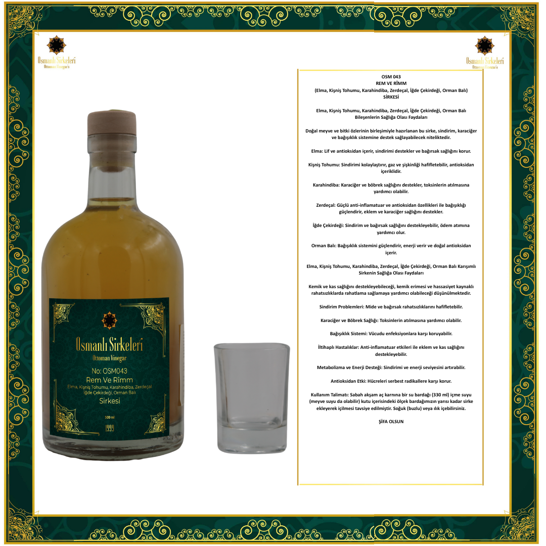 OSM 043 REM VE RÎMM (Elma, Kişniş T., Karahindiba, Zerdeçal, İğde Çekir., Orman B.) SİRKESİ