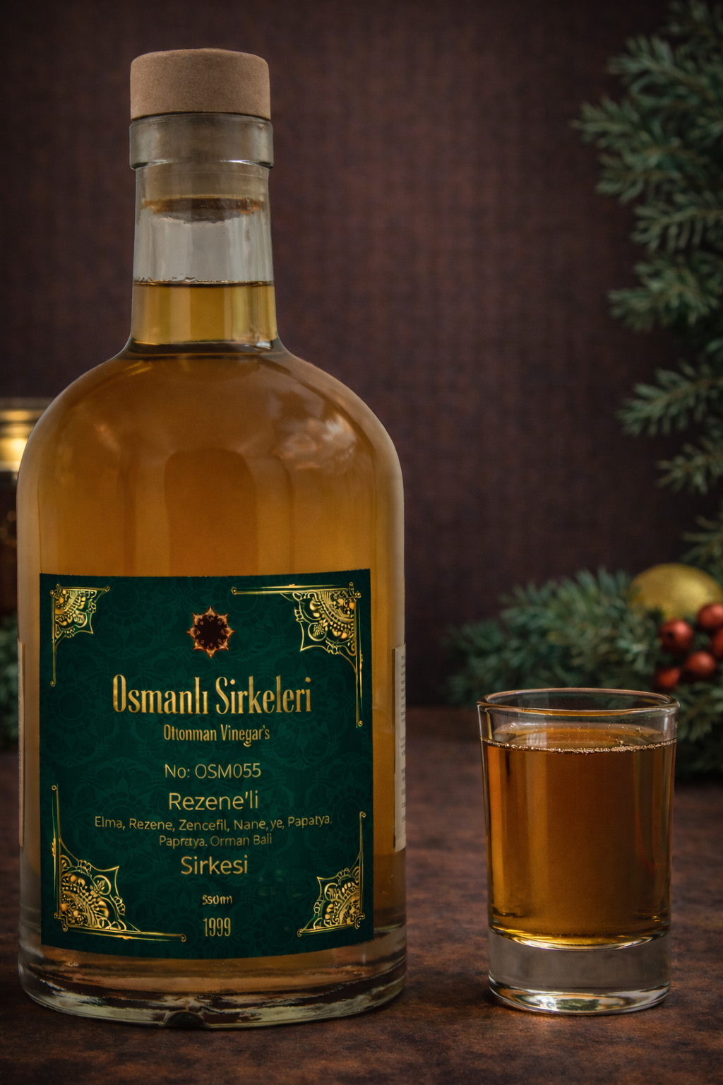 OSM 055  REZENE’Lİ  (Elma, Rezene Zenceﬁl Nane Papatya Orman Balı)  SİRKESİ