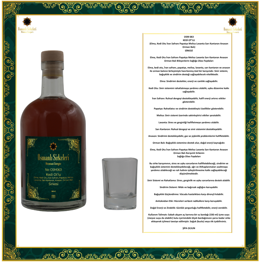 OSM 063 KEDİ OT’LU (Elma, Kedi Otu, Melisa, Lavanta, S. Kantaron, Anason, Orman B.) SİRKESİ