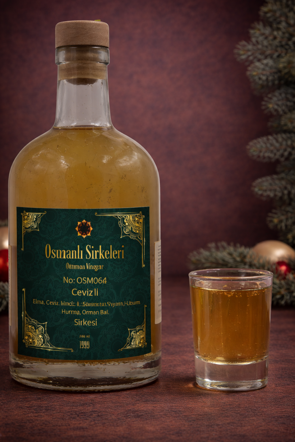 OSM 064  CEVİZ’Lİ  (Elma, Ceviz İncir Siyah Üzüm Hurma Hünnap Orman Balı)  SİRKESİ