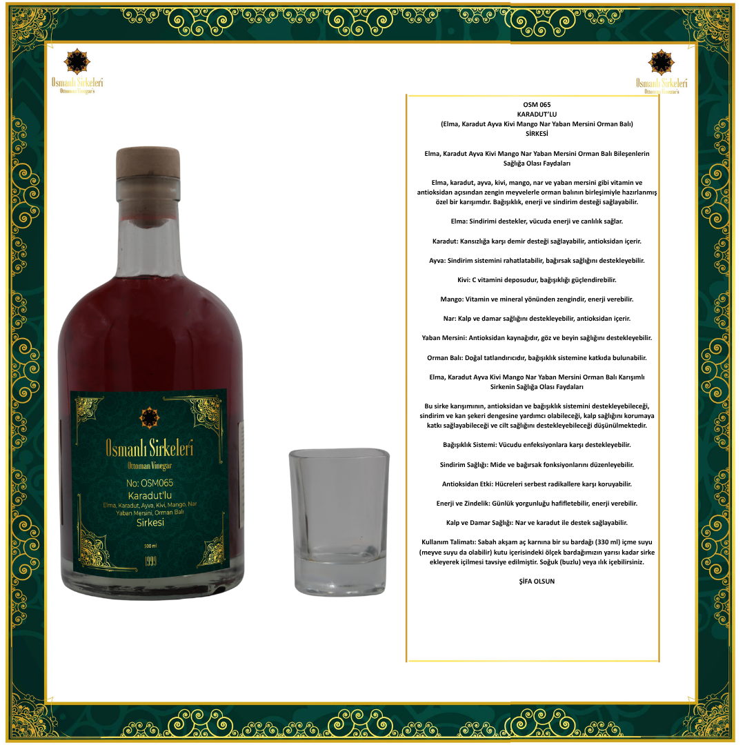 OSM 065  KARADUT’LU  (Elma, Karadut Ayva Kivi Mango Nar Yaban Mersini Orman Balı)  SİRKESİ