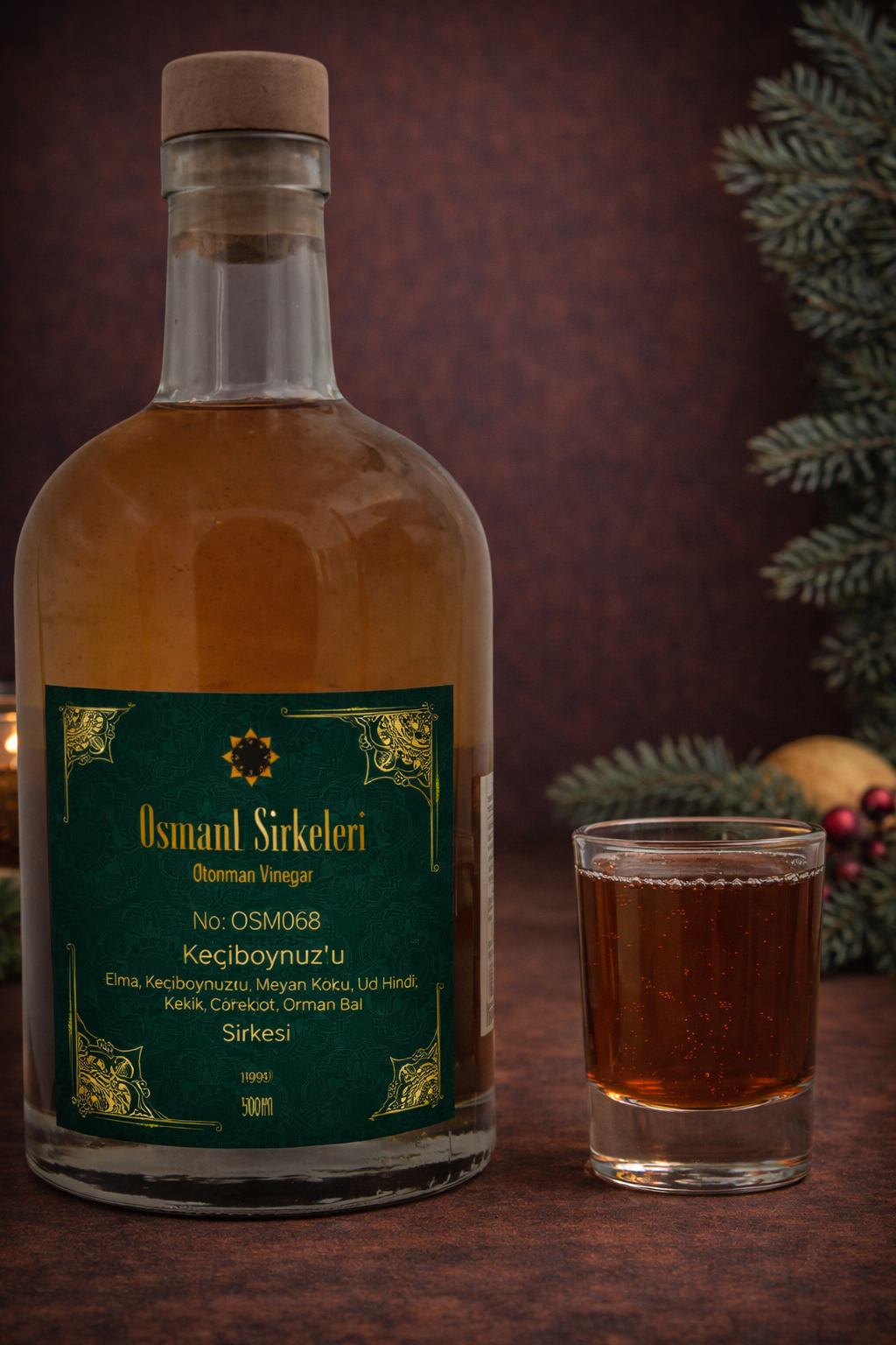OSM 068  KEÇİBOYNUZ’LU  (Elma, Keçiboynuzu Meyan Kökü Udi Hindi Kekik Çörekotu Orman Balı)  SİRKESİ