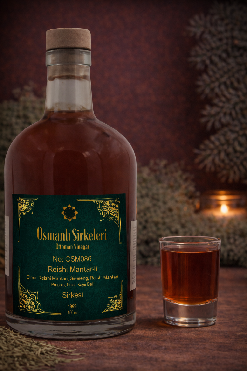 OSM 086 REİSHİ MANTAR’LI (Elma, Reishi M., Ginseng, Propolis, Polen, Kaya B.) SİRKESİ